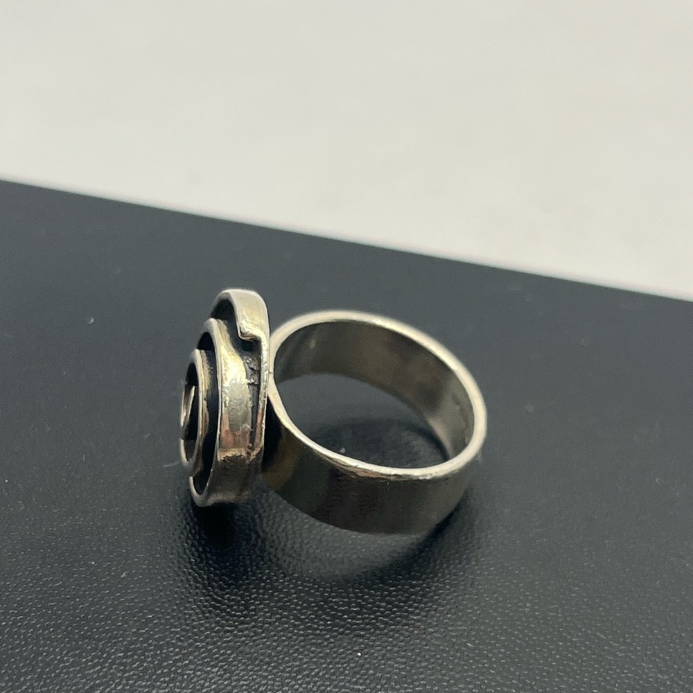 Mexico sterling silver abstract swirl circle wide band ring size 6.75 vintage - Picture 8 of 16